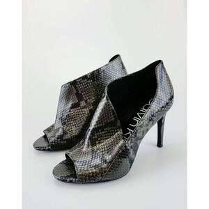 Calvin Klein Shoes Leather 6 Black Pull On Stiletto Snake Booties Nastassia